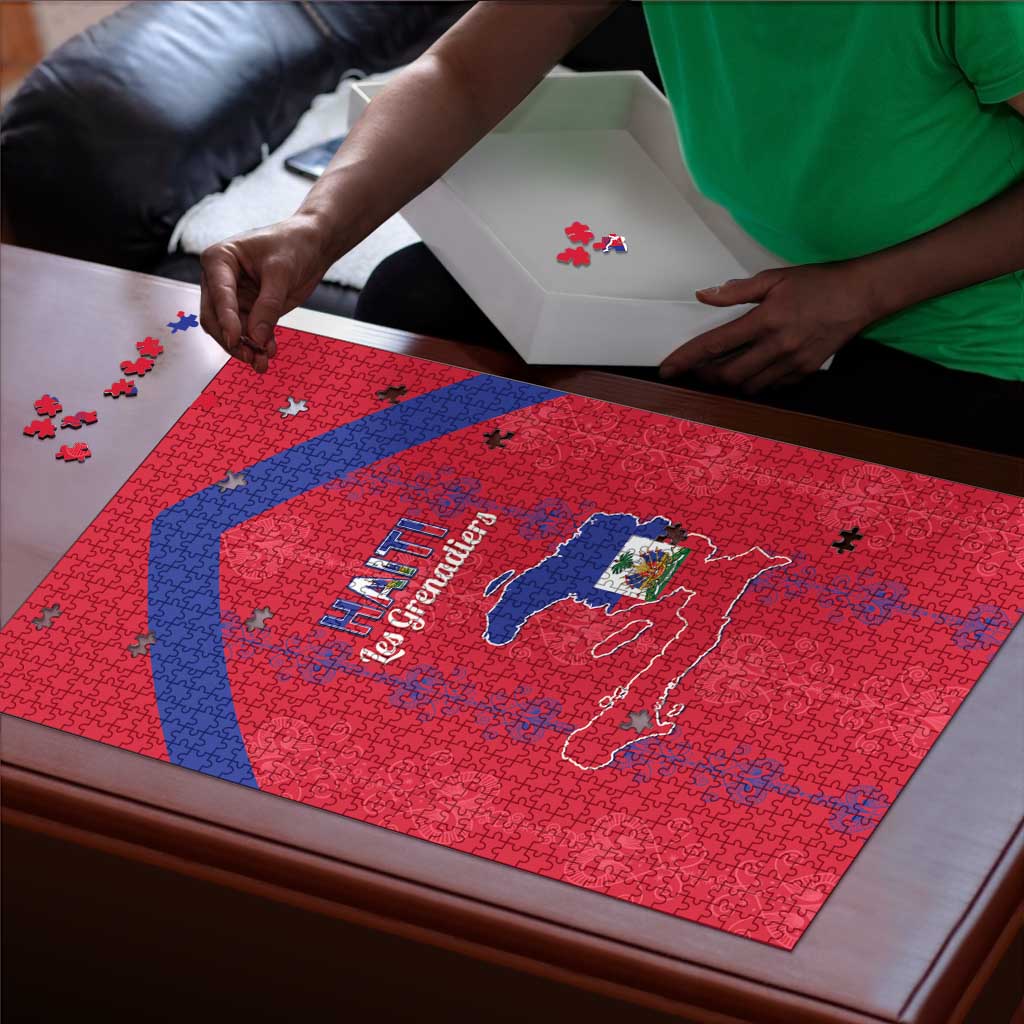 Haiti Football Puzzle Les Grenadiers Veve Vodou Red