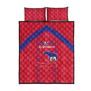 Haiti Football Quilt Bed Set Les Grenadiers Veve Vodou Red - African Pride