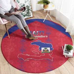Haiti Football Round Carpet Les Grenadiers Veve Vodou Red - African Pride