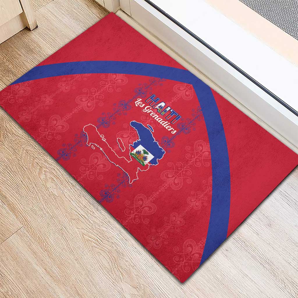 Haiti Football Rubber Doormat Les Grenadiers Veve Vodou Red - African Pride
