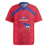 Custom Haiti Football Rugby Jersey Les Grenadiers Veve Vodou Red - African Pride