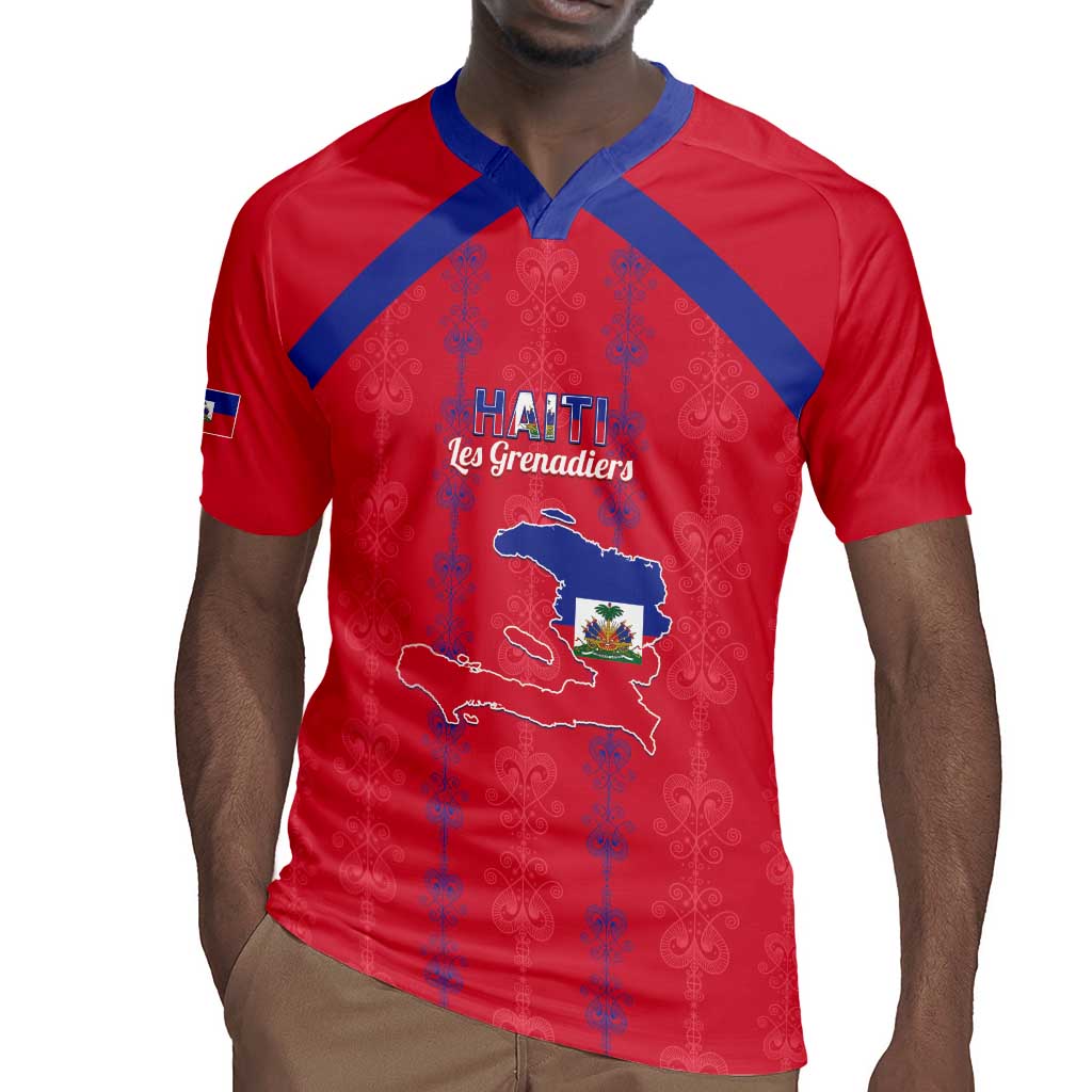 Custom Haiti Football Rugby Jersey Les Grenadiers Veve Vodou Red - African Pride