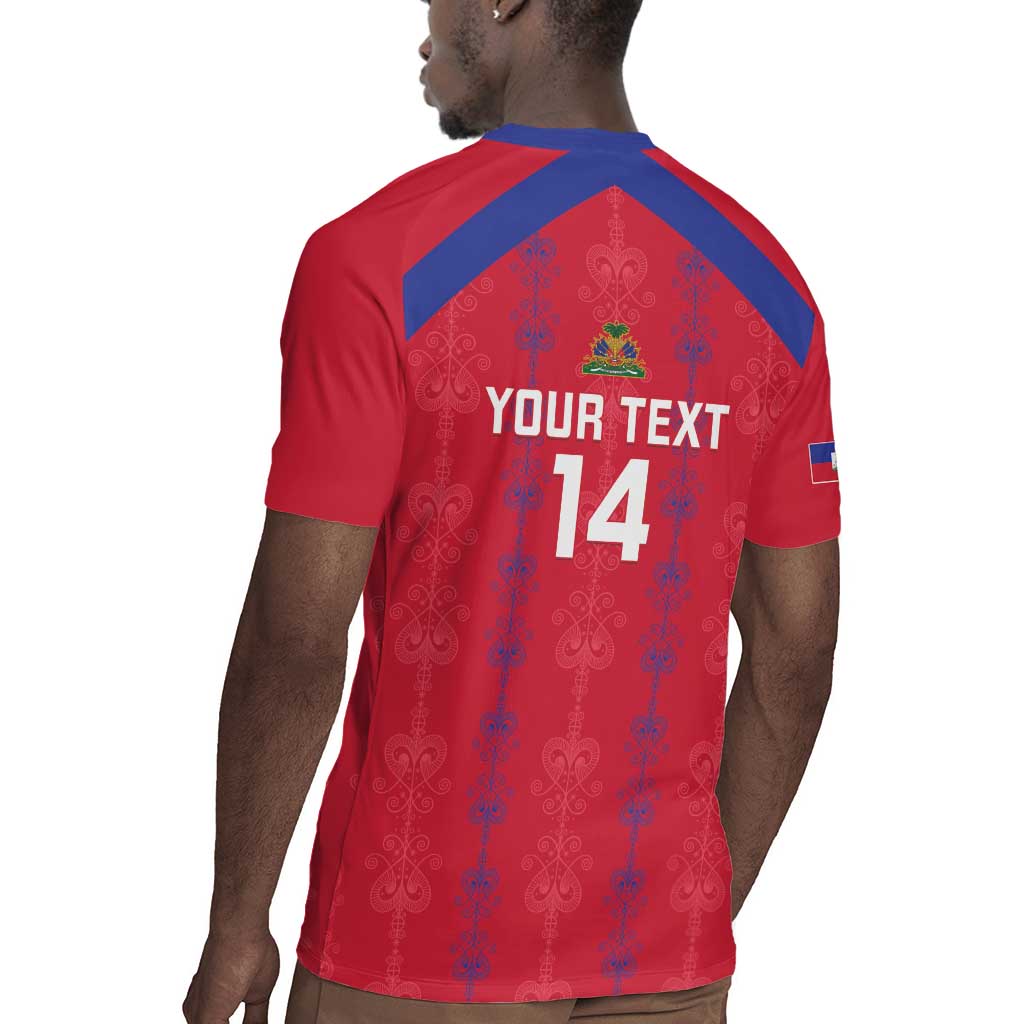 Custom Haiti Football Rugby Jersey Les Grenadiers Veve Vodou Red - African Pride