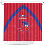 Haiti Football Shower Curtain Les Grenadiers Veve Vodou Red - African Pride