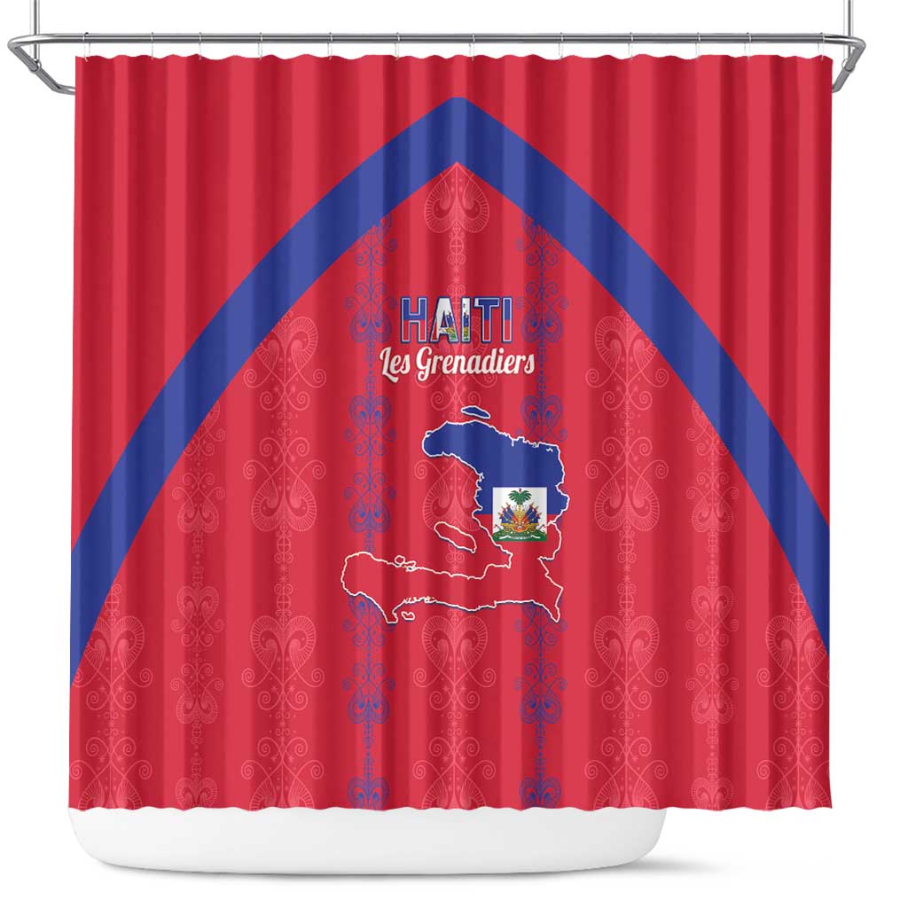 Haiti Football Shower Curtain Les Grenadiers Veve Vodou Red - African Pride