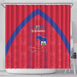Haiti Football Shower Curtain Les Grenadiers Veve Vodou Red - African Pride