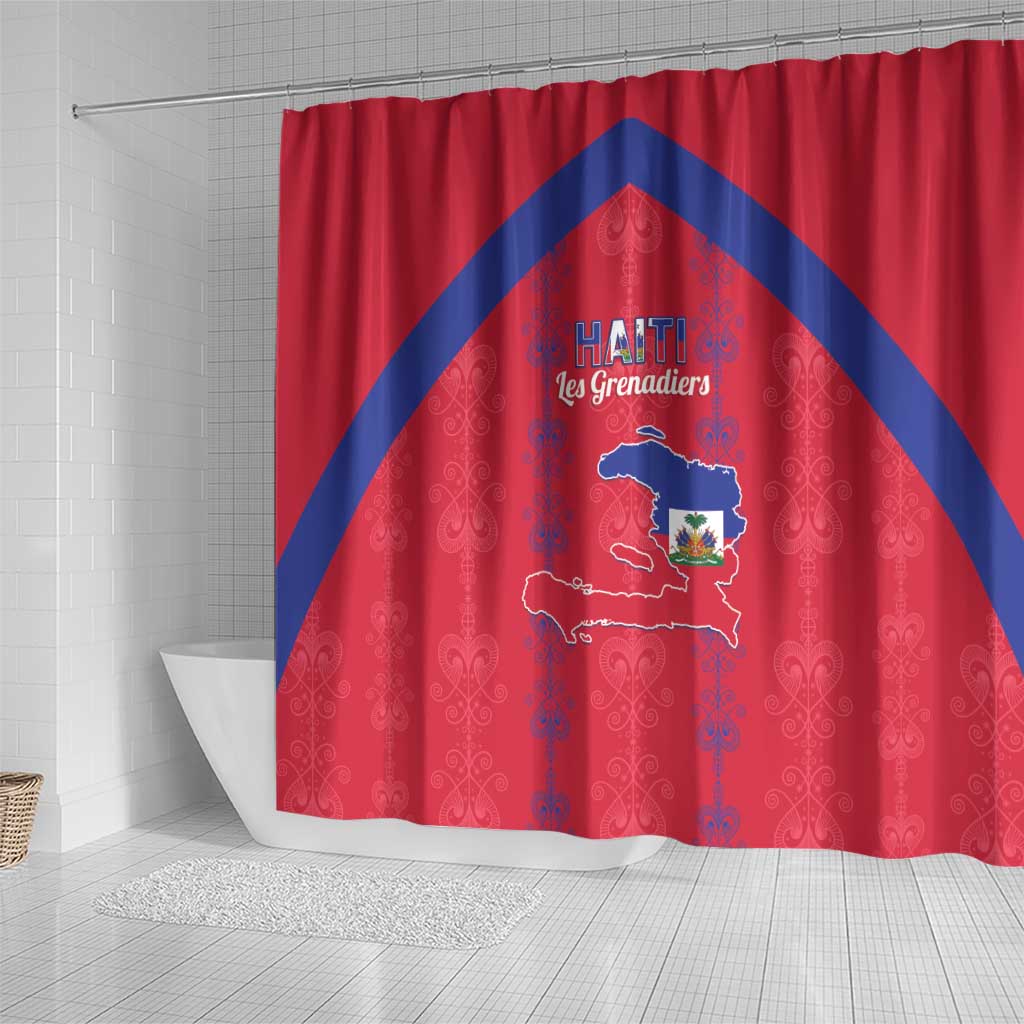 Haiti Football Shower Curtain Les Grenadiers Veve Vodou Red - African Pride