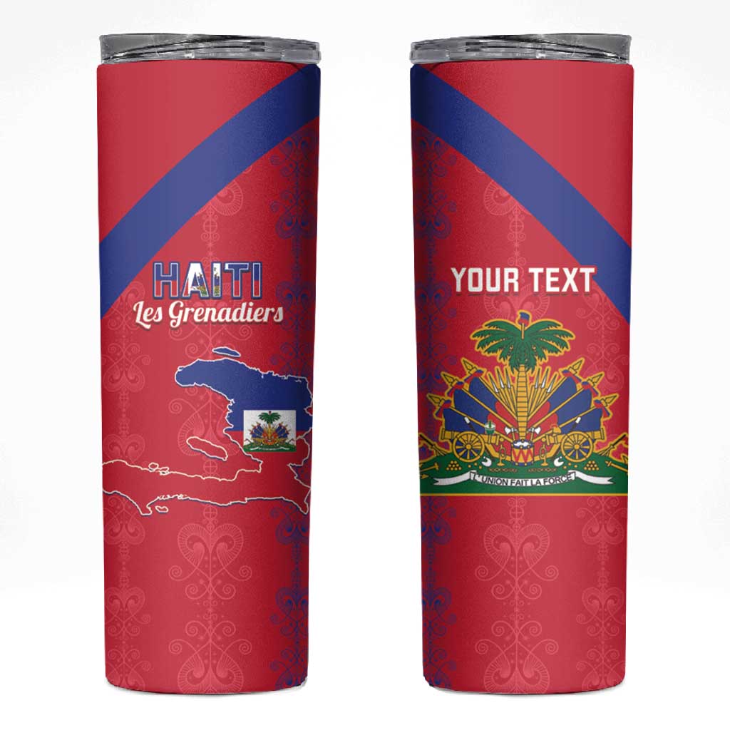 Custom Haiti Football Skinny Tumbler Les Grenadiers Veve Vodou Red - African Pride