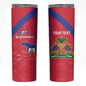 Custom Haiti Football Skinny Tumbler Les Grenadiers Veve Vodou Red - African Pride