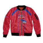 Custom Haiti Football Sleeve Zip Bomber Jacket Les Grenadiers Veve Vodou Red - African Pride