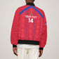 Custom Haiti Football Sleeve Zip Bomber Jacket Les Grenadiers Veve Vodou Red - African Pride