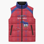 Custom Haiti Football Sleeveless Puffer Jacket Les Grenadiers Veve Vodou Red