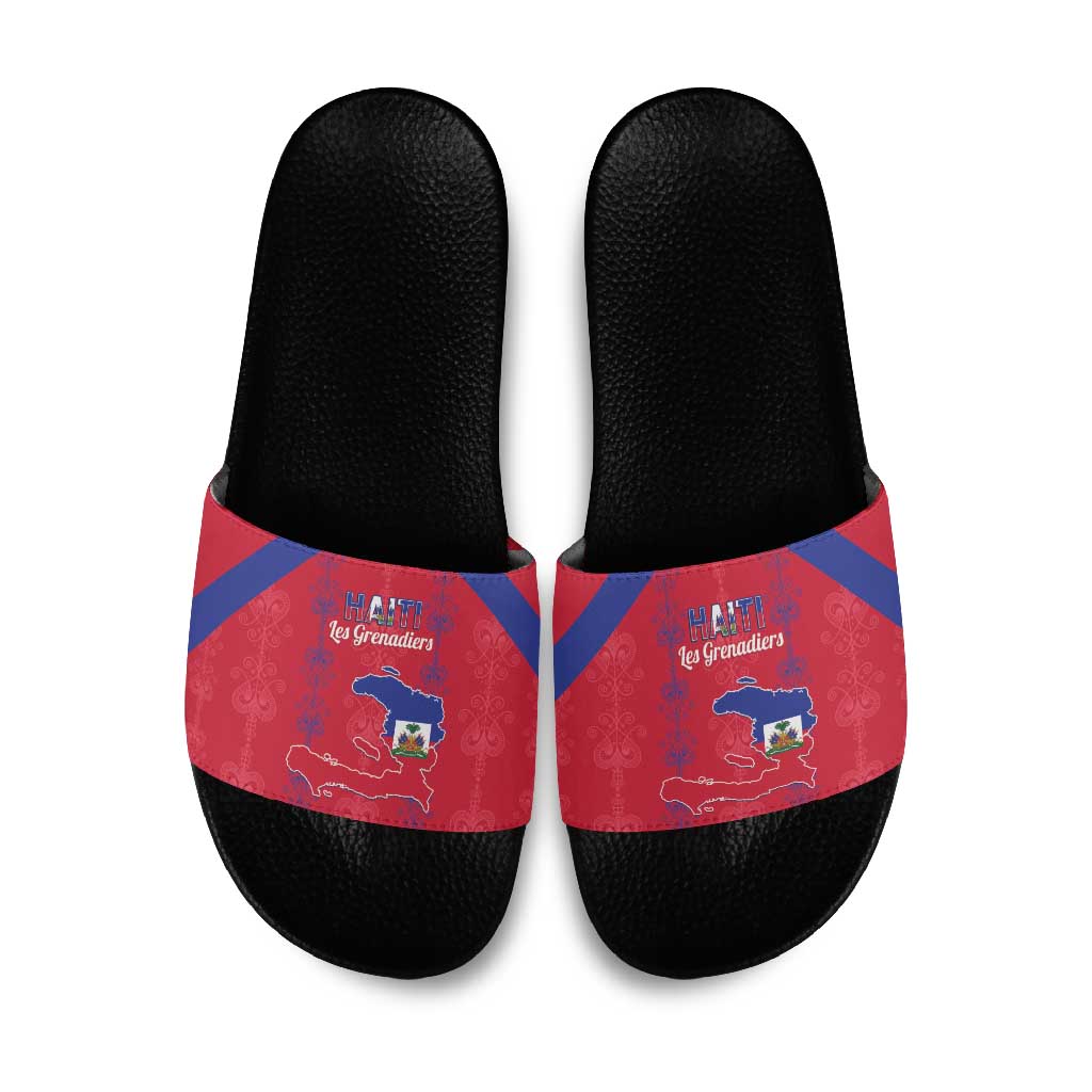 Haiti Football Slide Sandals Les Grenadiers Veve Vodou Red