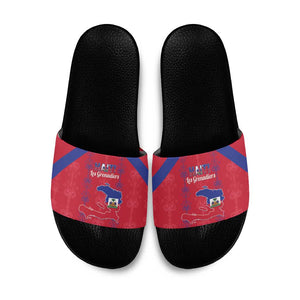 Haiti Football Slide Sandals Les Grenadiers Veve Vodou Red