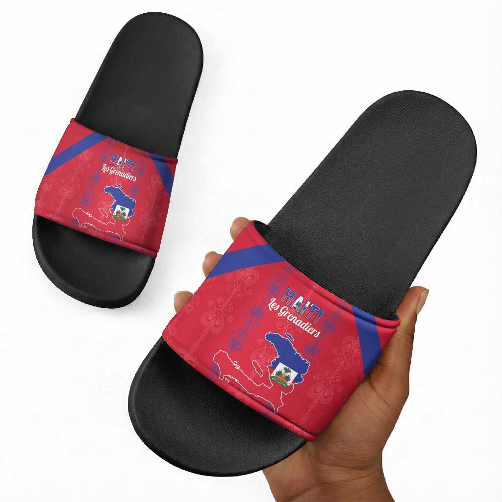 Haiti Football Slide Sandals Les Grenadiers Veve Vodou Red
