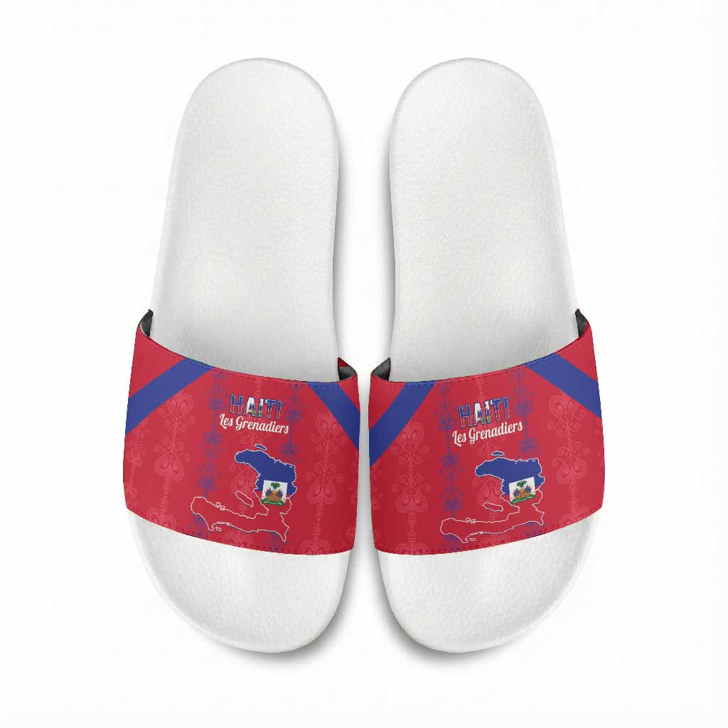 Haiti Football Slide Sandals Les Grenadiers Veve Vodou Red