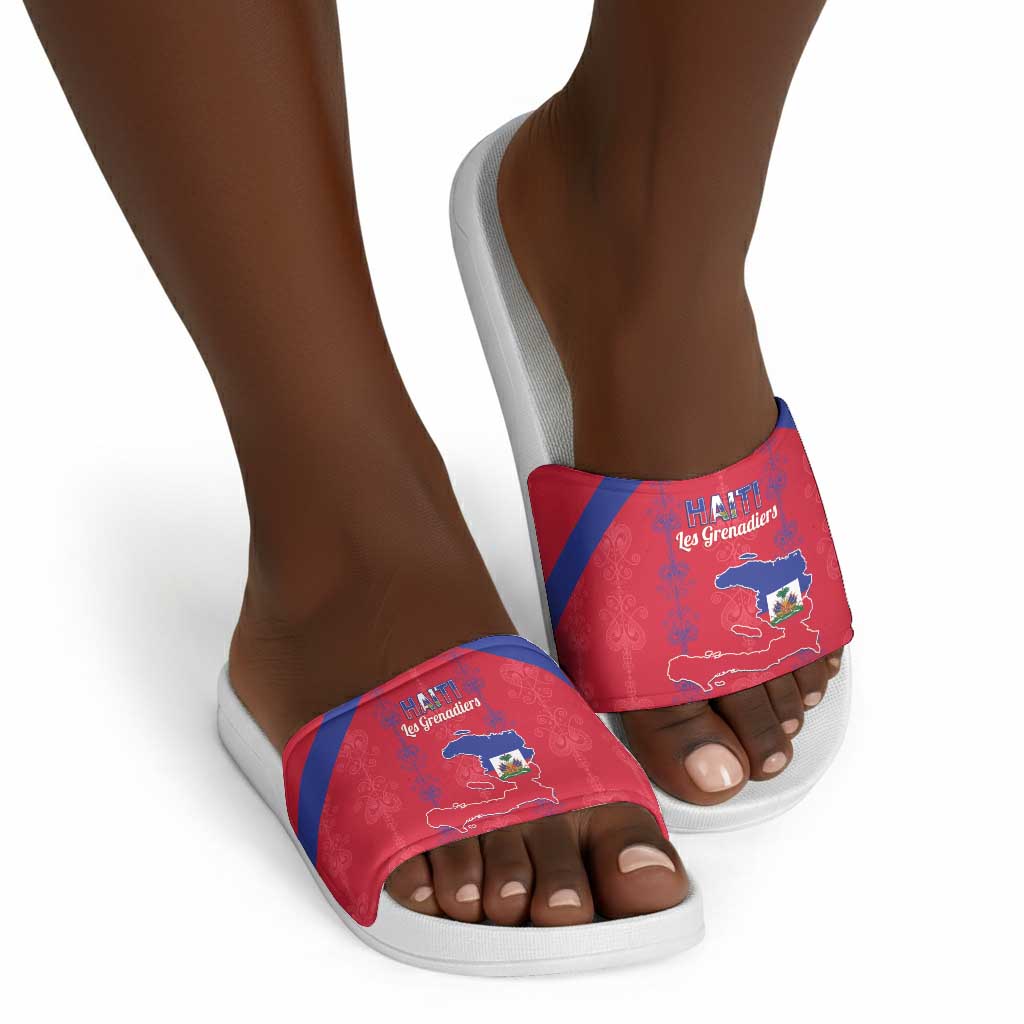 Haiti Football Slide Sandals Les Grenadiers Veve Vodou Red