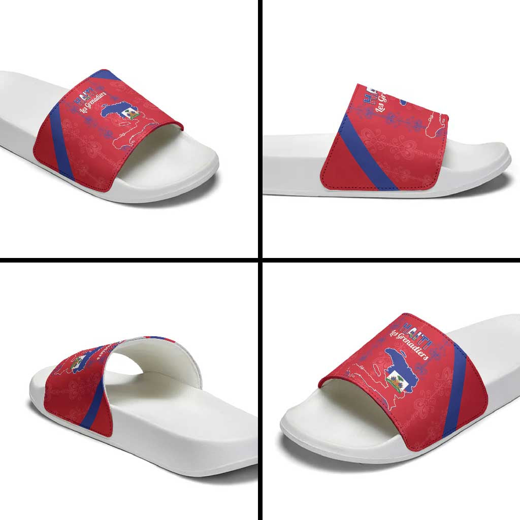 Haiti Football Slide Sandals Les Grenadiers Veve Vodou Red