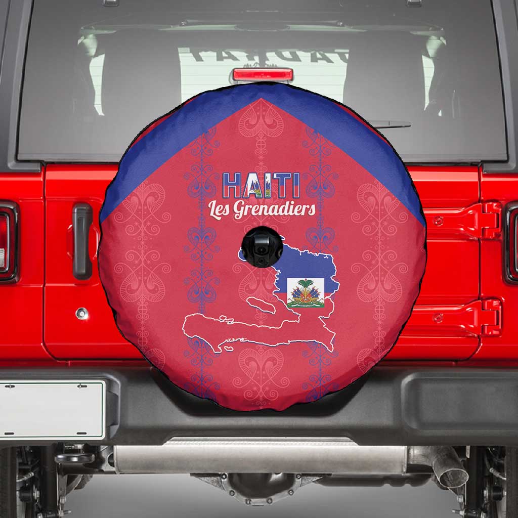 Haiti Football Spare Tire Cover Les Grenadiers Veve Vodou Red - African Pride