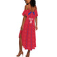 Custom Haiti Football Summer Maxi Dress Les Grenadiers Veve Vodou Red - African Pride
