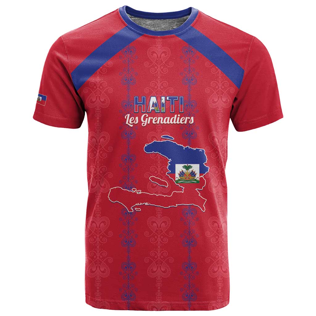 Custom Haiti Football T shirt Les Grenadiers Veve Vodou Red - African Pride