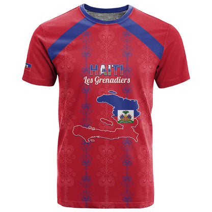 Custom Haiti Football T shirt Les Grenadiers Veve Vodou Red - African Pride