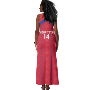 Custom Haiti Football Tank Maxi Dress Les Grenadiers Veve Vodou Red - African Pride
