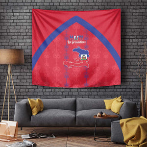 Haiti Football Tapestry Les Grenadiers Veve Vodou Red - African Pride