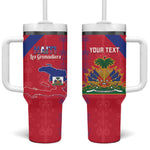 Custom Haiti Football Tumbler With Handle Les Grenadiers Veve Vodou Red - African Pride