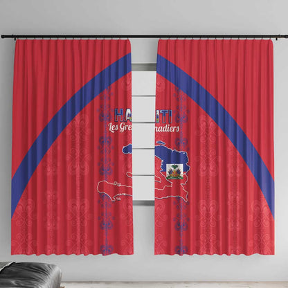 Haiti Football Window Curtain Les Grenadiers Veve Vodou Red - African Pride