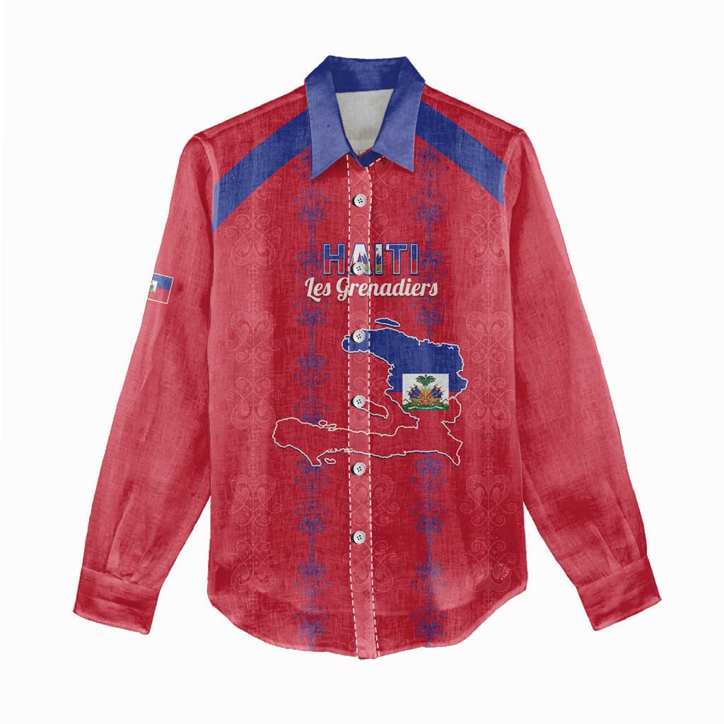 Custom Haiti Football Women Casual Shirt Les Grenadiers Veve Vodou Red - African Pride