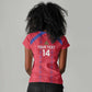 Custom Haiti Football Women V-Neck T-Shirt Les Grenadiers Veve Vodou Red - African Pride