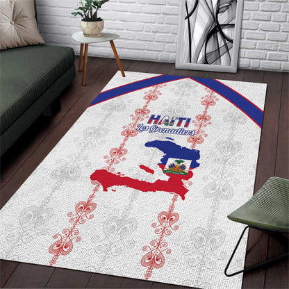 Haiti Football Area Rug Les Grenadiers Veve Vodou White - African Pride