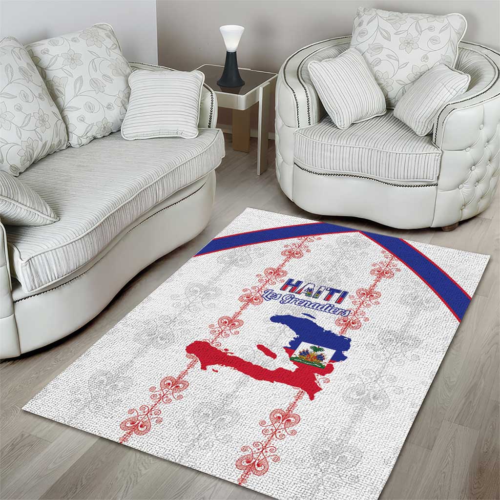 Haiti Football Area Rug Les Grenadiers Veve Vodou White - African Pride