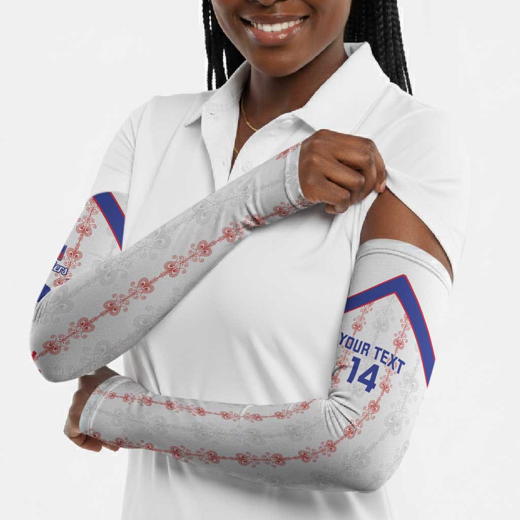 Custom Haiti Football Arm Sleeves Les Grenadiers Veve Vodou White