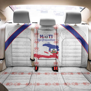 Haiti Football Back Car Seat Cover Les Grenadiers Veve Vodou White - African Pride