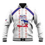 Custom Haiti Football Baseball Jacket Les Grenadiers Veve Vodou White - African Pride