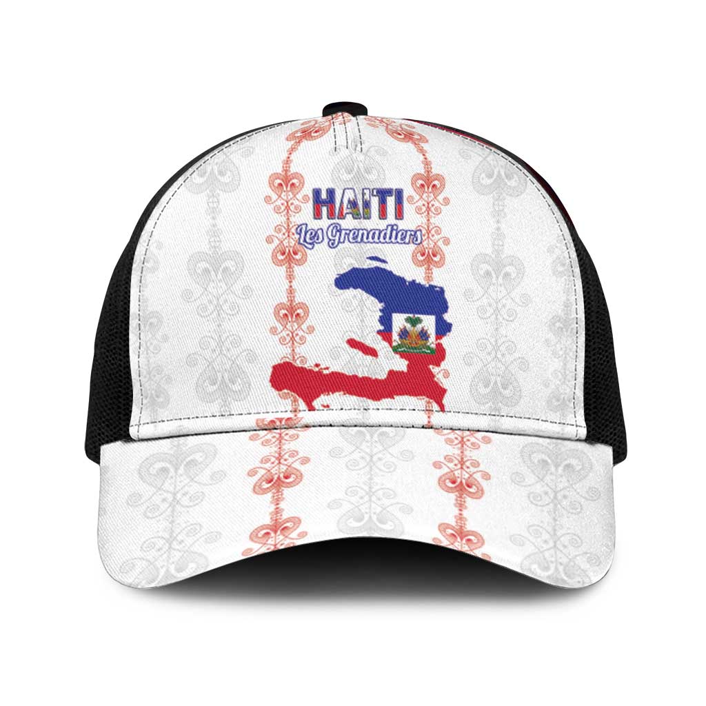 Haiti Football Baseball Net Cap Les Grenadiers Veve Vodou White - African Pride
