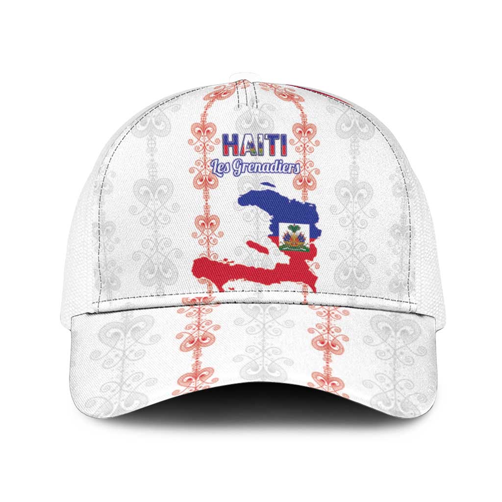 Haiti Football Baseball Net Cap Les Grenadiers Veve Vodou White - African Pride