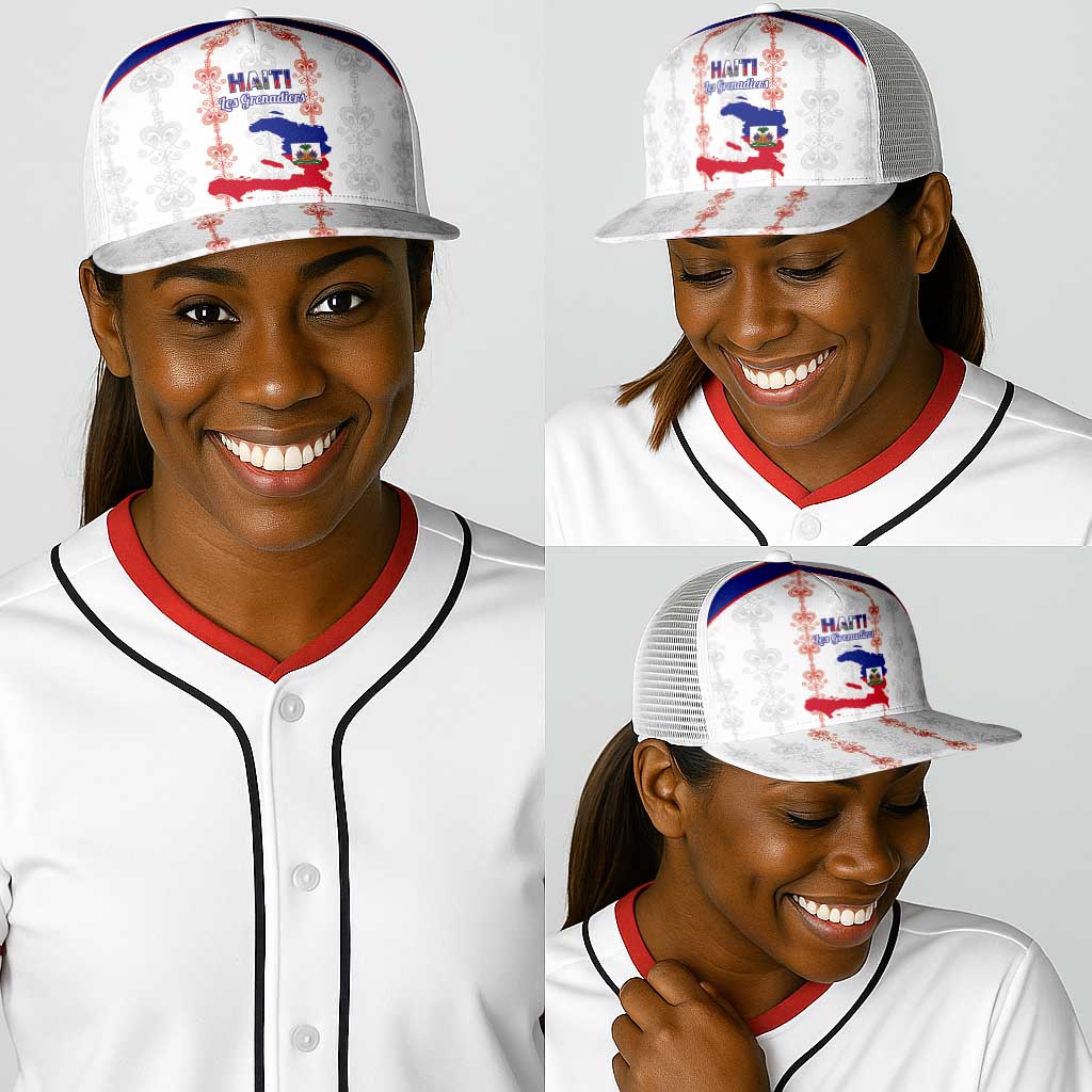 Haiti Football Baseball Net Cap Les Grenadiers Veve Vodou White - African Pride