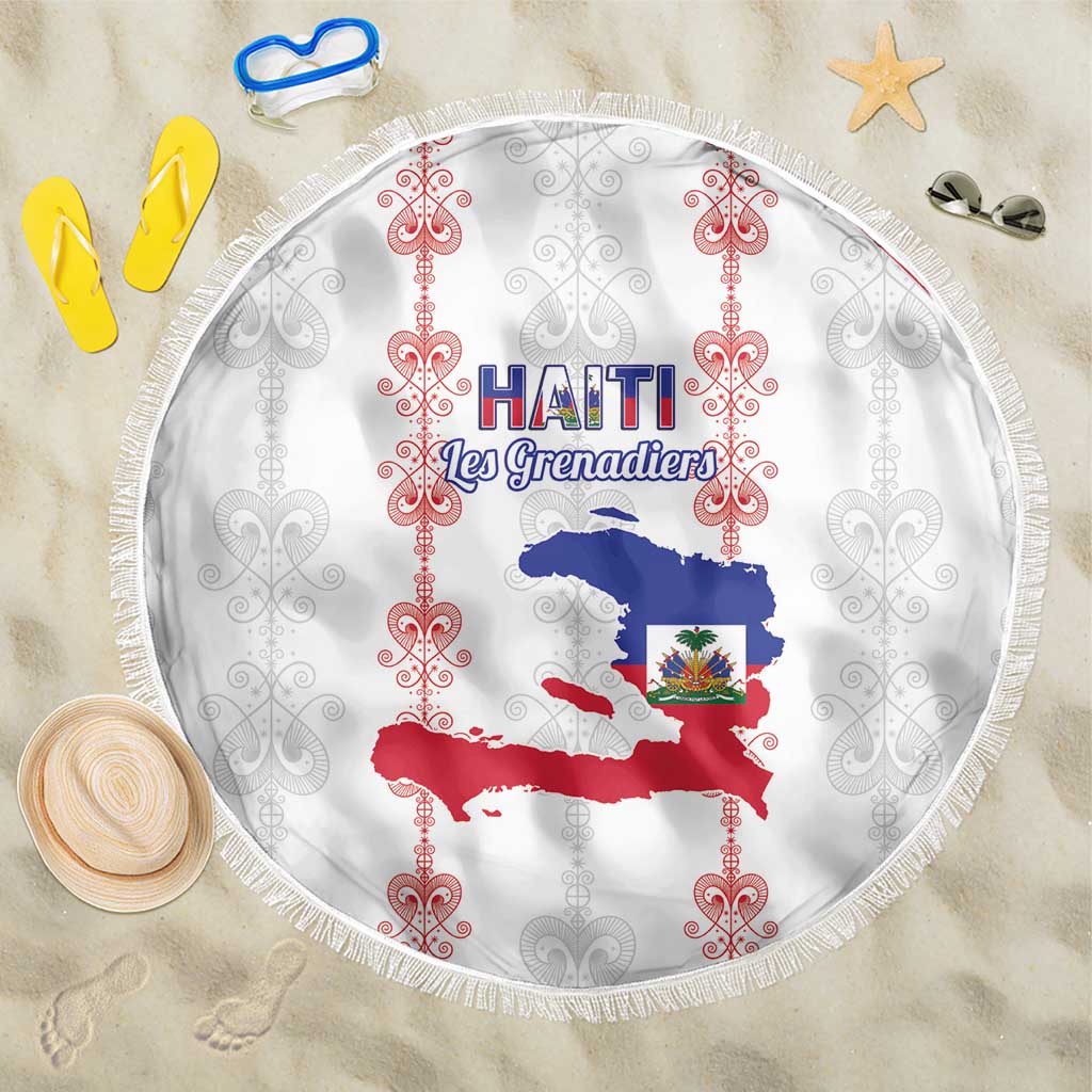 Haiti Football Beach Blanket Les Grenadiers Veve Vodou White - African Pride