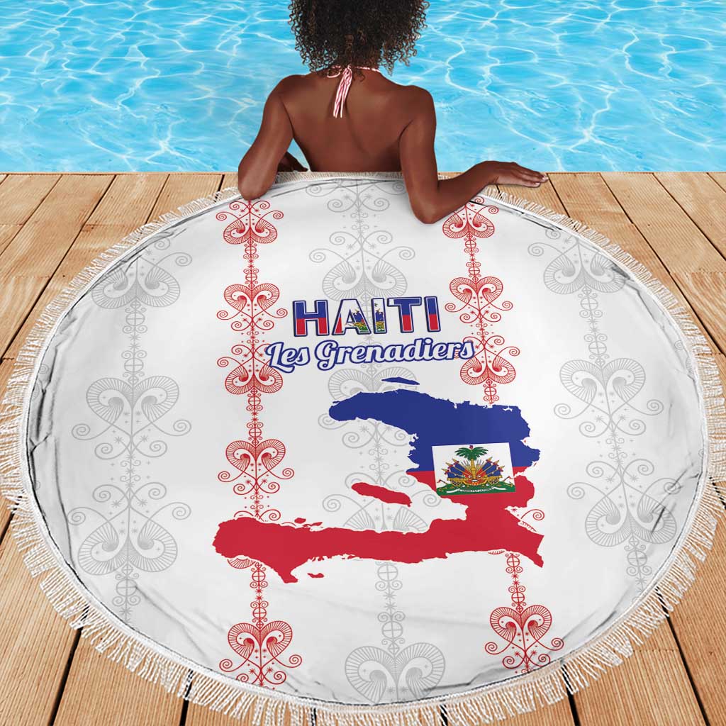 Haiti Football Beach Blanket Les Grenadiers Veve Vodou White - African Pride