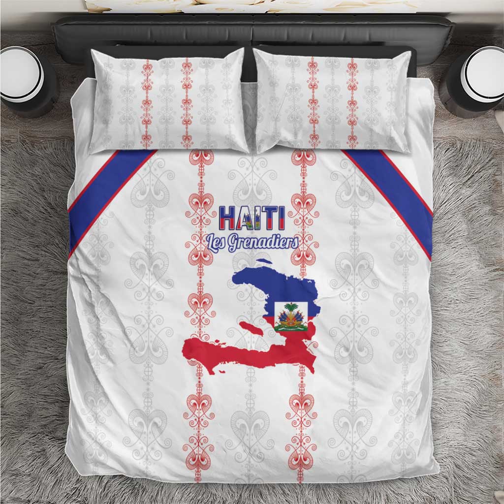 Haiti Football Bedding Set Les Grenadiers Veve Vodou White - African Pride