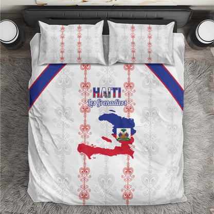 Haiti Football Bedding Set Les Grenadiers Veve Vodou White - African Pride