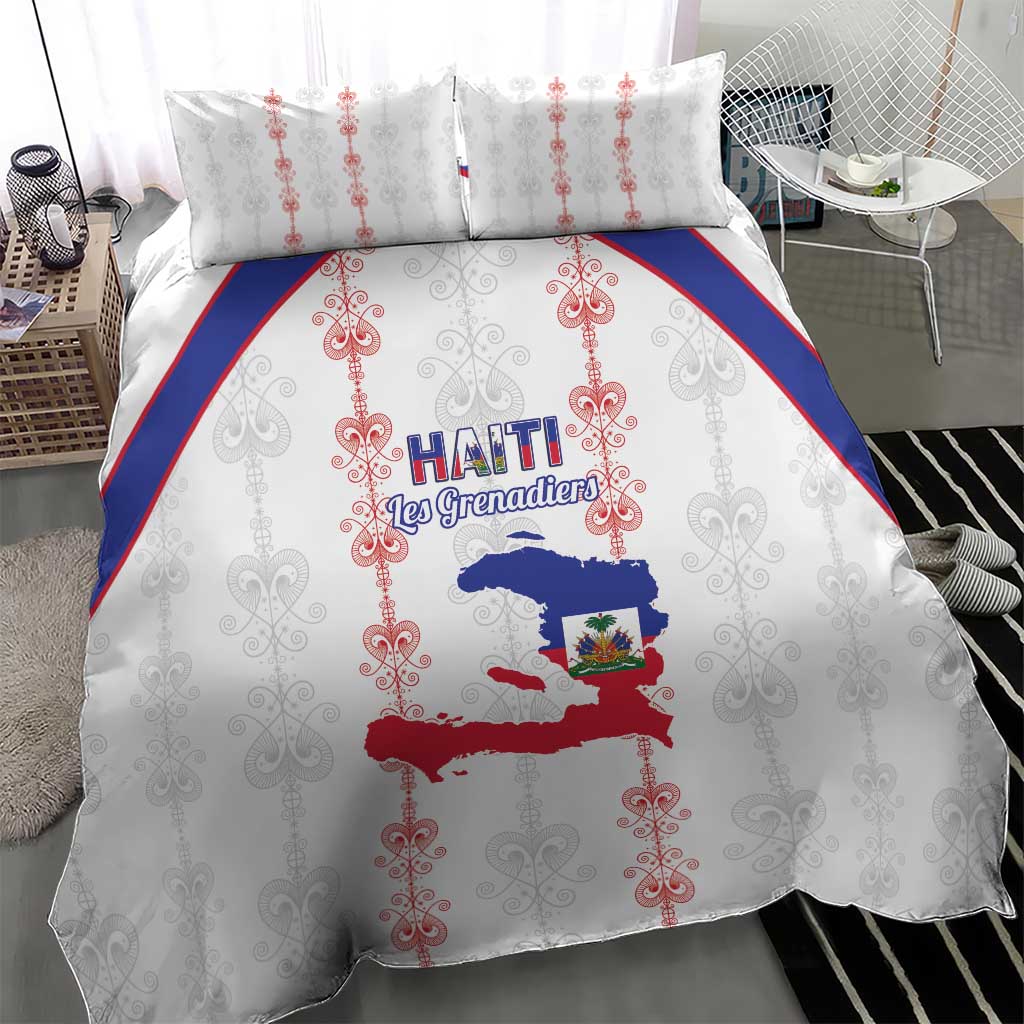 Haiti Football Bedding Set Les Grenadiers Veve Vodou White - African Pride