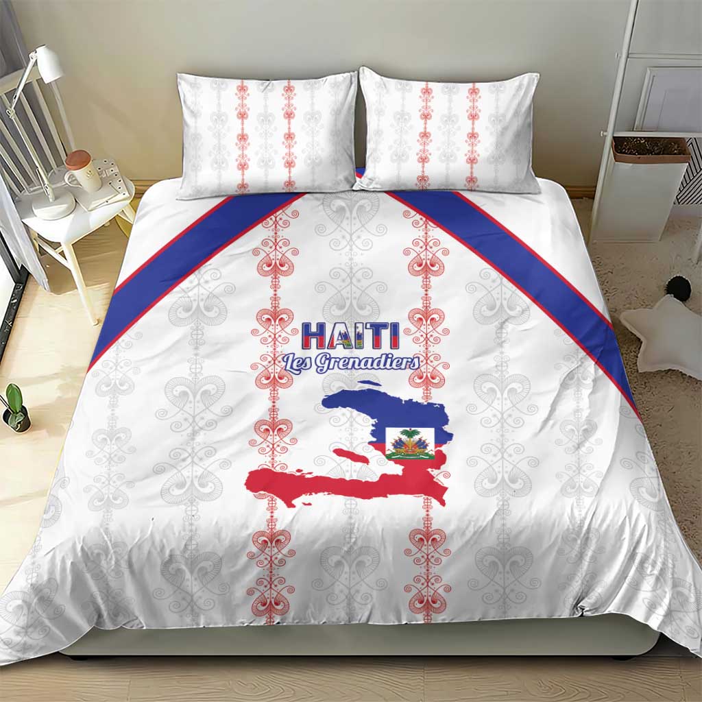 Haiti Football Bedding Set Les Grenadiers Veve Vodou White - African Pride