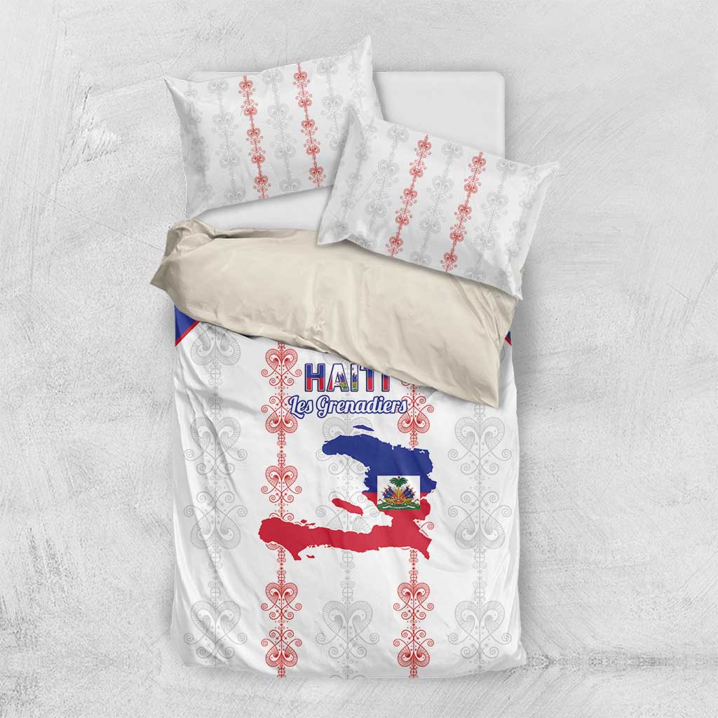 Haiti Football Bedding Set Les Grenadiers Veve Vodou White - African Pride