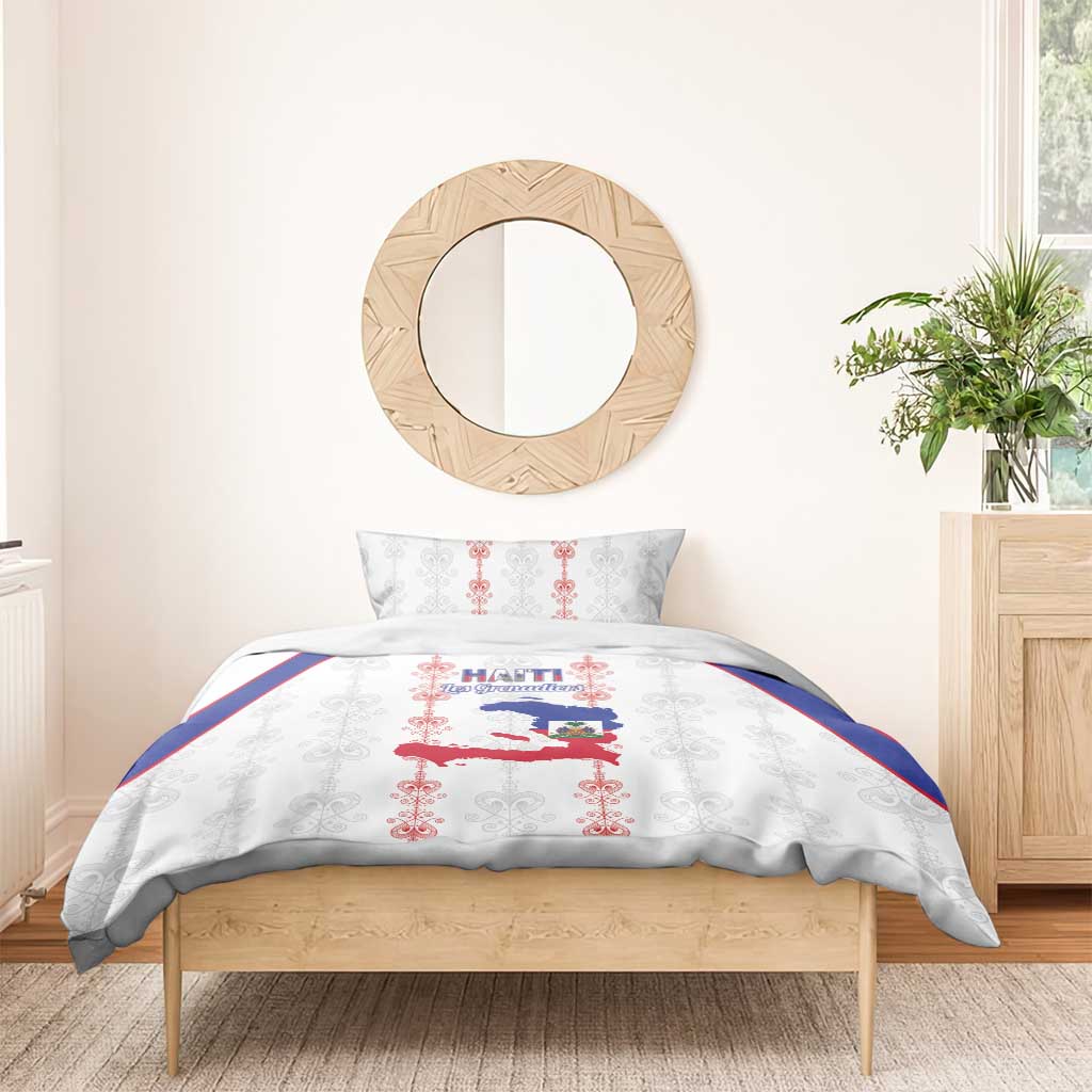 Haiti Football Bedding Set Les Grenadiers Veve Vodou White - African Pride