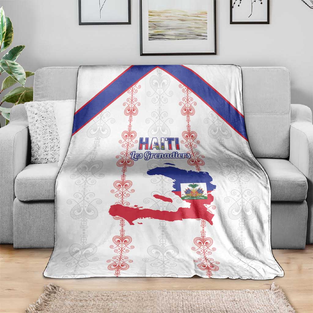 Haiti Football Blanket Les Grenadiers Veve Vodou White - African Pride