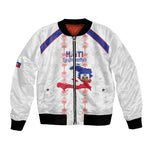 Custom Haiti Football Bomber Jacket Les Grenadiers Veve Vodou White - African Pride